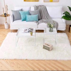 New 6x9 Plush White Area Rug Large Soft Fur Bedroom Dorm Farmhouse Shabby Shaggy